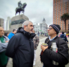 Multitudinaria movilización en el centro de Montevideo de FEOB